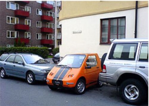Figure 2. Cross-parking of EVs. Source: Norwegian EV Association 2009.