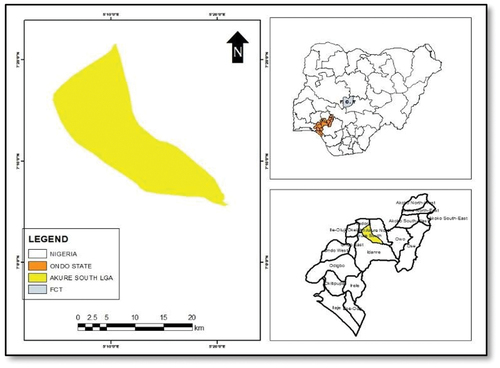 Figure 1. Akure in the context of Ondo State, Nigeria.