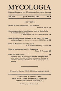Cover image for Mycologia, Volume 53, Issue 4, 1961