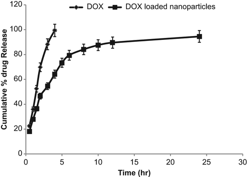 Figure 3. In vitro drug release profile of the DOX-loaded ZnO nanoparticles.