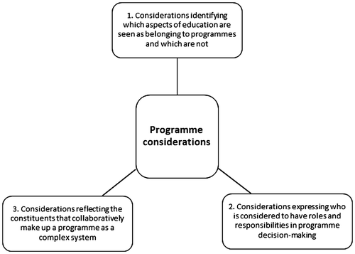 Figure 1. Three types of considerations as identified from the data.