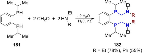 Scheme 108. Syntheses of bis-P,N-acetals from 1,2-bis(isopropylphosphino) benzene.[Citation43]