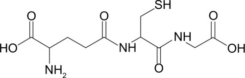 Figure 5 Glutathione. The thiol (-SH) group contributes to its antioxidative properties. The body naturally controls the production and reduction of glutathione from its oxidized state. In cases of severe oxidative stress, the reduction occurs too slowly for cells to overcome the assault of reactive oxygen species or reactive nitrogen species.