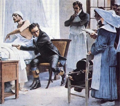 Figure 2 Laënnec at the bedside performing direct auscultation.