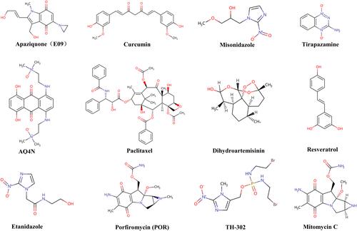 Figure 2 Molecular structures of some representative small-molecule radiosensitizers discussed in this paper.