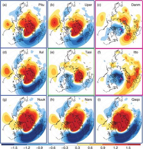 Fig. 6 As in Fig. 2 but for winter mean sea level pressure (SLP, hPa) regressed on winter GrST indices.