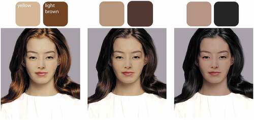 Figure 3. Images presented for choosing skin and hair colours.