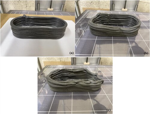 Figure 8. 3D printed samples of: (a) MSH-MK05, (b) MSH-MK10 and (c) MSH-MK20.