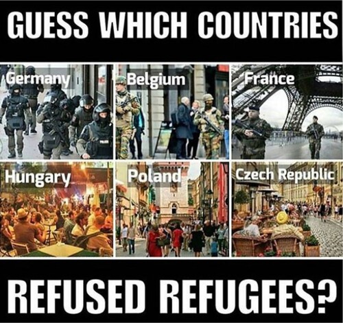 Figure 4. Tweet by Pamela_Moore13, 2017-05-02. “Guess Which Countries Refused Refugees? #TuesdayMotivation”.