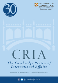 Cover image for Cambridge Review of International Affairs, Volume 30, Issue 5-6, 2017