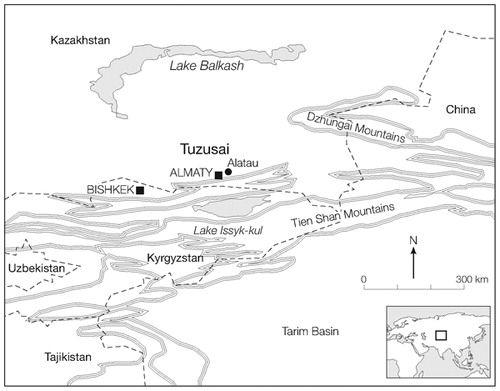 Figure 1. Map of eastern Central Asia with the Tuzusai site indicated.