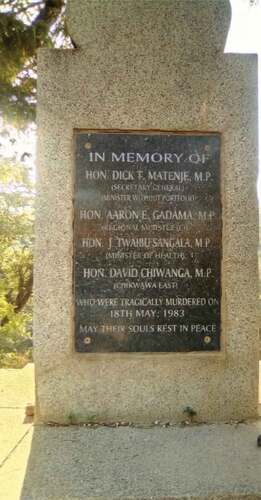 Figure 2. Memorial Pillar to the 1983 Mwanza Murders at Thambani in Mwanza. Source; Author.