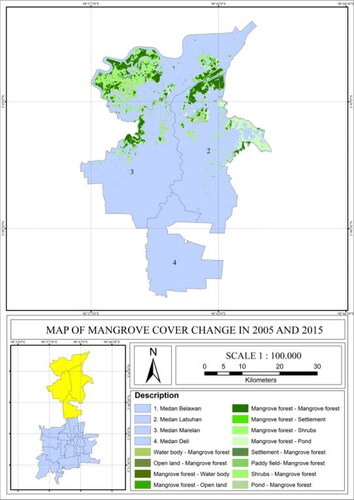 Figure 10. Map of mangrove forest cover change from 2005 to 2015.