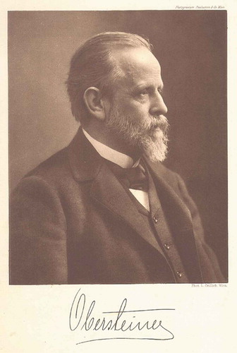 Figure 1. A signed photograph of the Viennese psychiatrist Heinrich Obersteiner taken around 1900. Wikimedia Public Domain.
