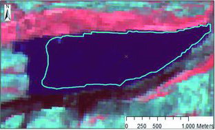 Figure 14. Lake 140, change in extent from 2009 to 2011.