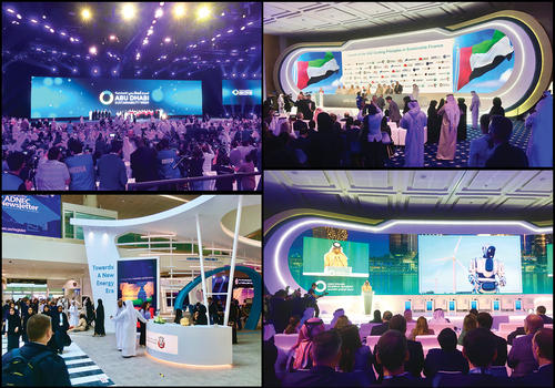 Figure 6. The Zayed sustainability prize ceremony at WFES in 2019 (top left), and various images from the WFES event in 2020. Source: Author, January 2019, 2020.