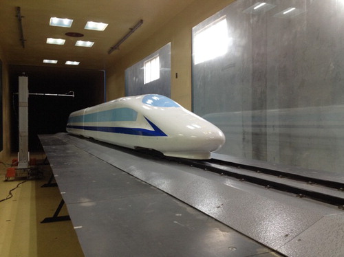 Figure 7. Train model in wind tunnel.