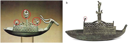 Figure 2. Nuragic miniature bronze boats with Nuragic towers.