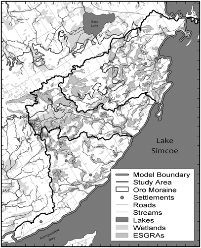 Figure 6. Delineated ecologically significant groundwater recharge areas (ESGRAs) contributing to significant ecological features within the study area.