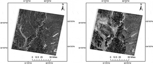 Figure 10. Pre-event wetness transformed image (left), and post-event wetness transformed image (right).