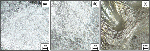 Figure 4. Fatigue damages of (a) low stress value, (b) medium stress values and (c) high stress value for Al 6061.