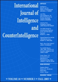 Cover image for International Journal of Intelligence and CounterIntelligence, Volume 24, Issue 1, 2011