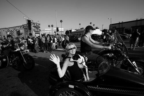 Katie Childe & her dog Spike, Los Angeles Dyke March, 2008. Photograph by Judy Ornelas Sisneros.