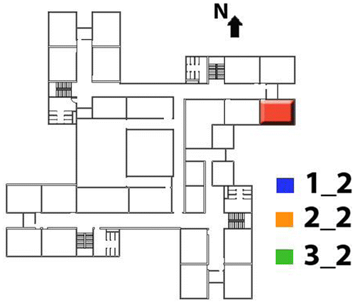 Figure 6. Locations of classrooms monitored in the school, on vertical level (same location).