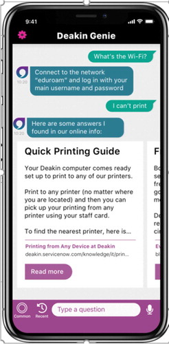 Figure 5. Simple ‘onboarding’ questions such as locating WiFi can be resolved by Genie