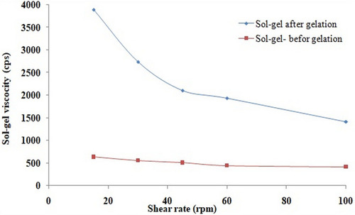 Figure 7 Viscocity of optimized gentamycin chitosan nanoparticles sol-gel (NSG5).