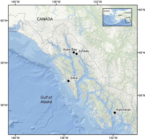 Figure 1. Study location in Southeast Alaska, where the feasibility of applying external tags to Walleye Pollock was evaluated.