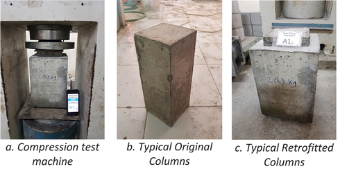 Figure 1. Compression tests on original and retrofitted columns.
