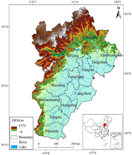 Figure 1. Location and topography of the study area.