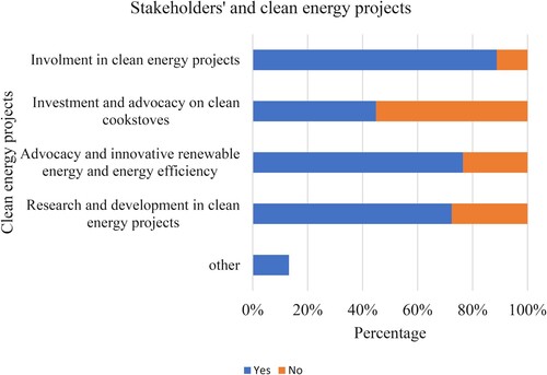 Figure 5. Stakeholders’ involvement in clean energy projects.