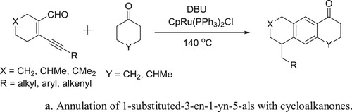 Scheme 111a. Annulation of 1-substituted-3-en-1-yn-5-als with cycloalkanones.