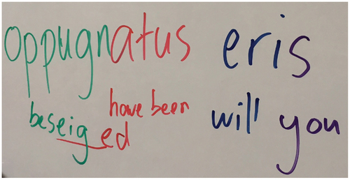 Figure 6. Demonstration of colour-coded word formation.