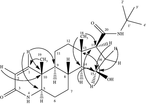 Figure 4. Selected HMBC correlation for metabolite III.