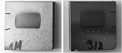 Figure 3. Samples of uncoated (left) and coated knives (right) after the test of resistance to abrasive wear and measurement of HRC hardness.