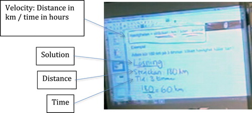 Figure 2. The solution to the calculation of Adam’s velocity. The English translations added to the left.