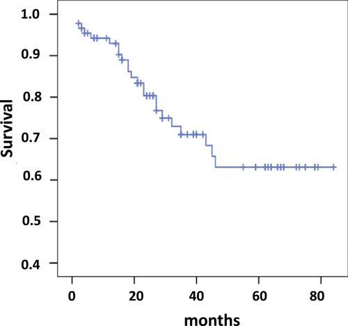 Figure 1 Survival since the time of study initiation (n = 89).