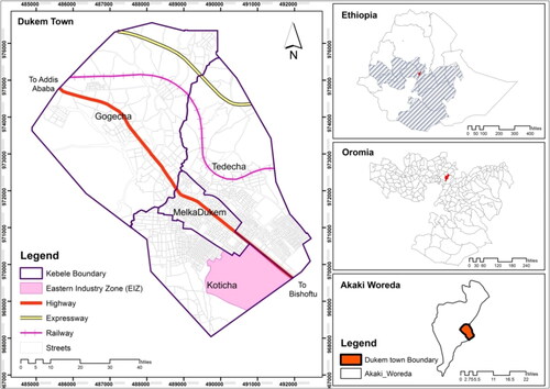 Figure 1. Location map of Dukem town.Source: Field survey, 2022.