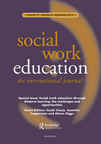 Cover image for Social Work Education, Volume 37, Issue 6, 2018