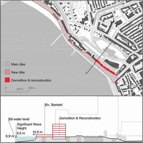 Figure 3. Spatial design strategy: the Vlissings Model; plan and prototypical section (elaboration: A. Bortolotti).