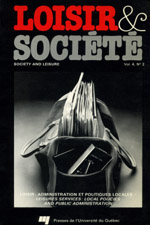 Cover image for Loisir et Société / Society and Leisure, Volume 4, Issue 2, 1981