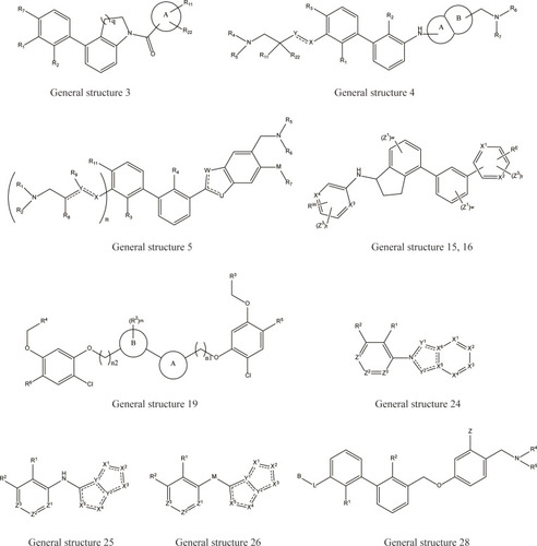 Figure 5 The general structures of small molecules in 2020: general structure 28 represents biphenyl compounds.