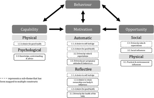 Figure 2. Mapping of sub-themes to the COM-B model constructs.