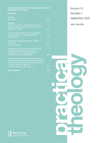 Cover image for Practical Theology, Volume 15, Issue 4, 2022