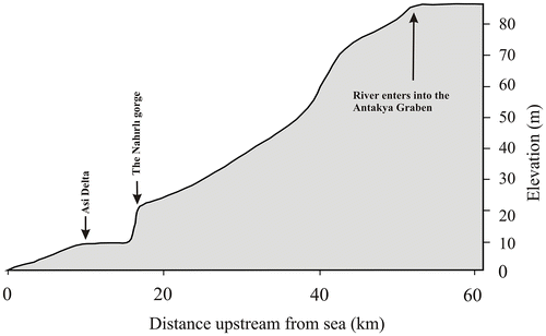 Figure 16. The longitudinal profile along the Asi River.