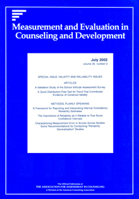 Cover image for Measurement and Evaluation in Counseling and Development, Volume 35, Issue 2, 2002