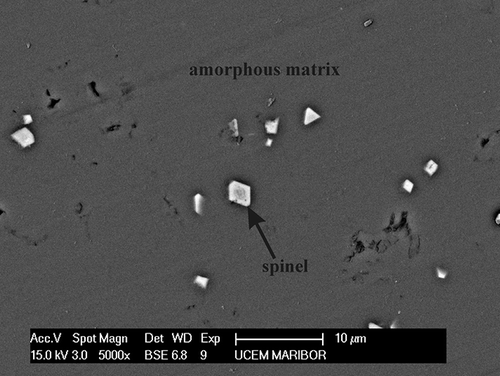 Figure 5. Backscattered electron micrograph after melting at 1390 °C and casting.